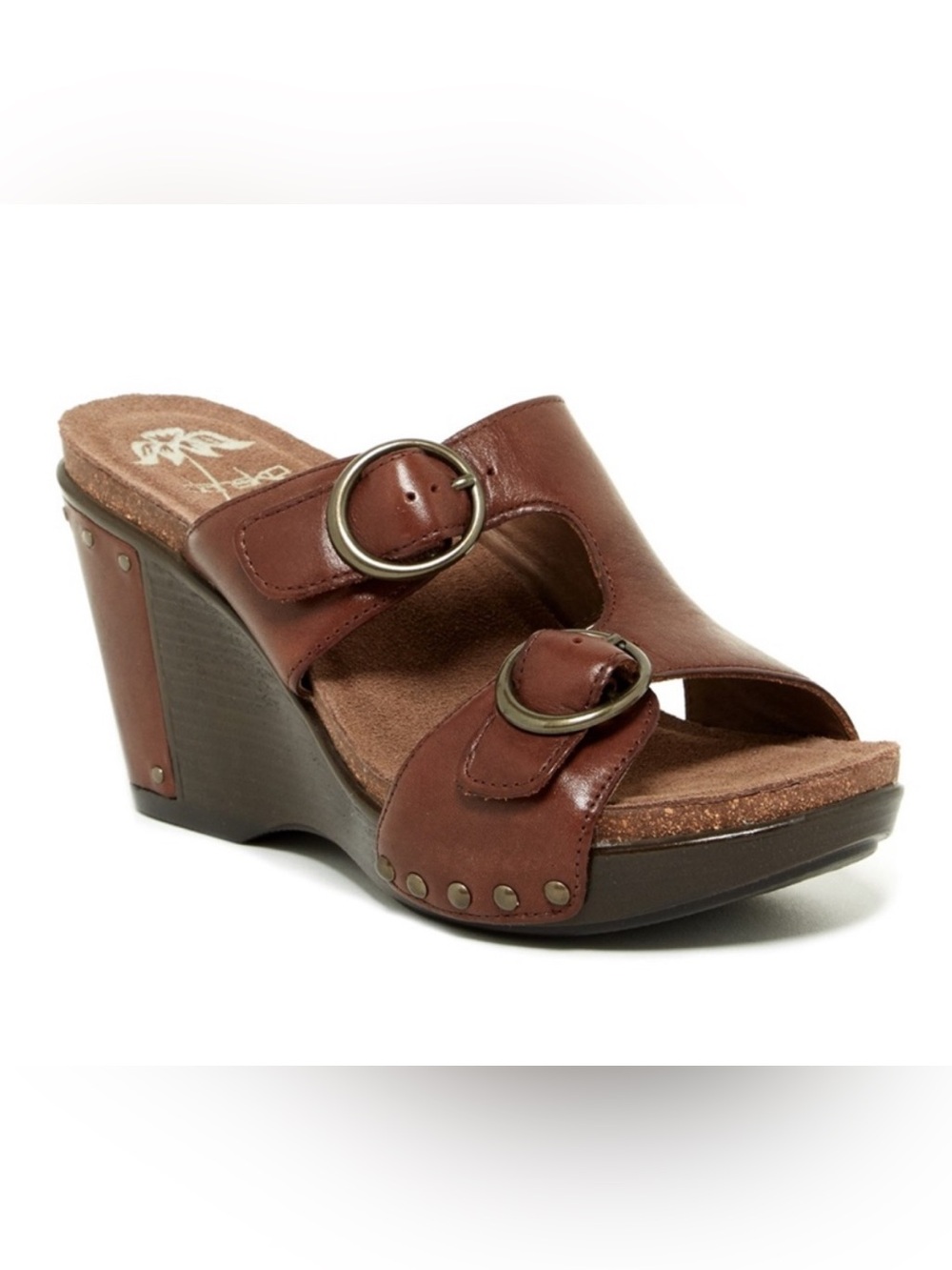 Dansko Fern Brown Leather Sandal Wedge Platform size 40